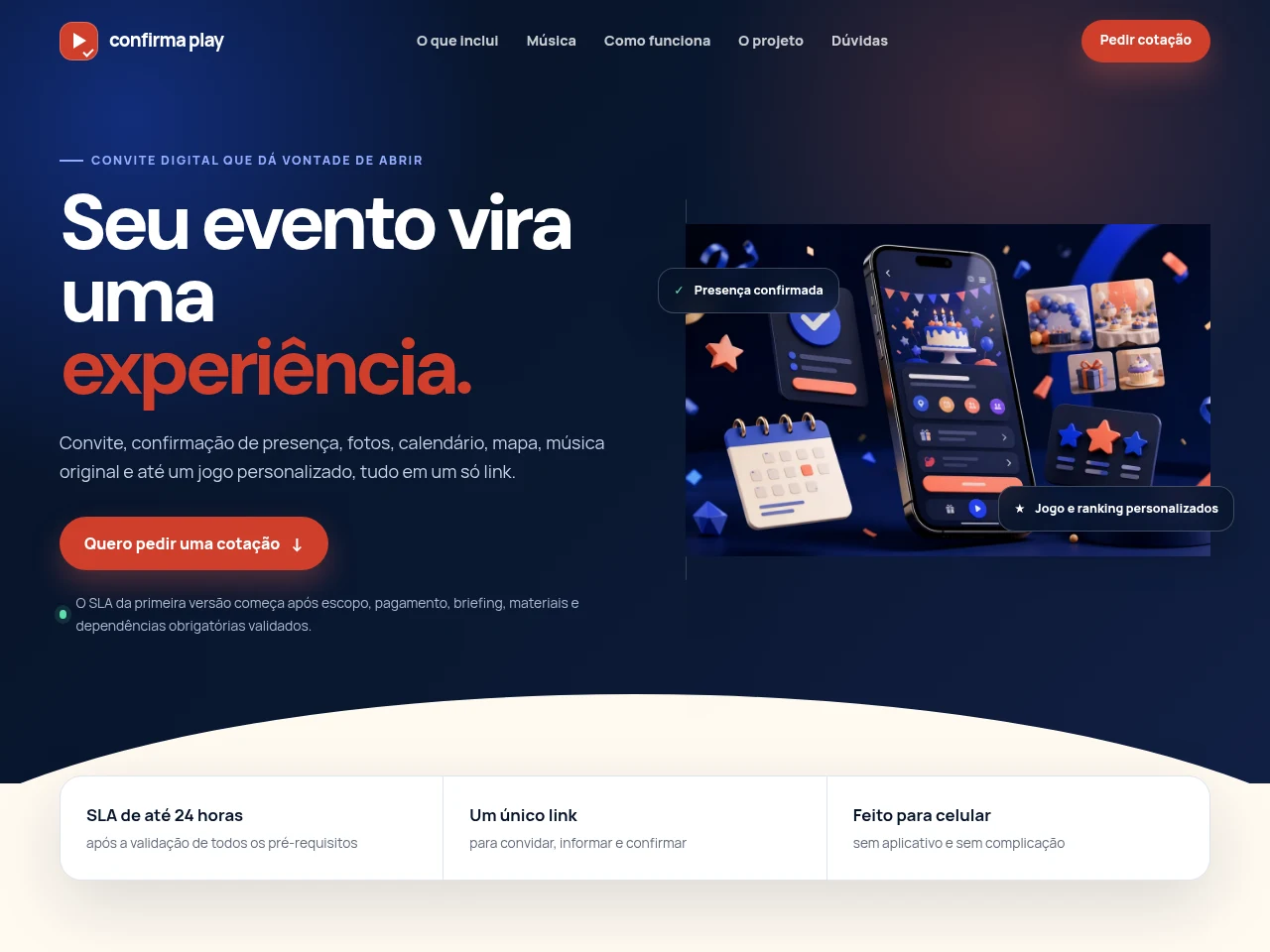 Screenshot of the real Confirma Play homepage